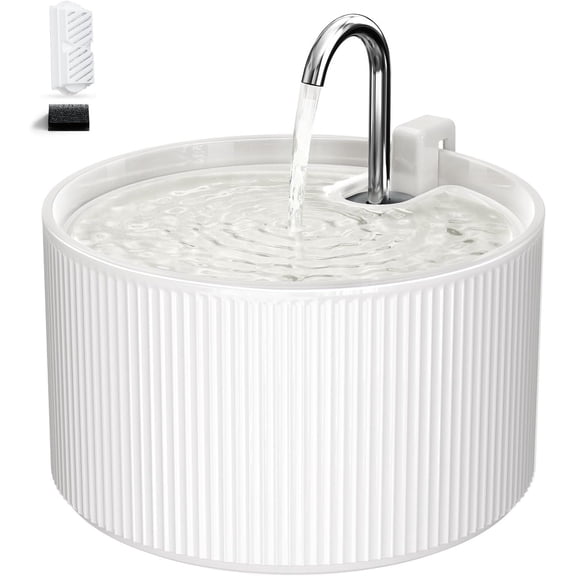 Ceramic Water Fountain: 2.2L/74oz Fountains for Drinking, Automatic Water Dispenser with Ultra-Quiet Pump and Filter, Kitty Watering Supplies Indoor Easy Clean 1 Filter