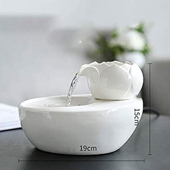 Ceramic Water Fountains for Cats Indoor Small Dog Pet Water Bowl Dispenser Automatic Rabbit (Black, Small)