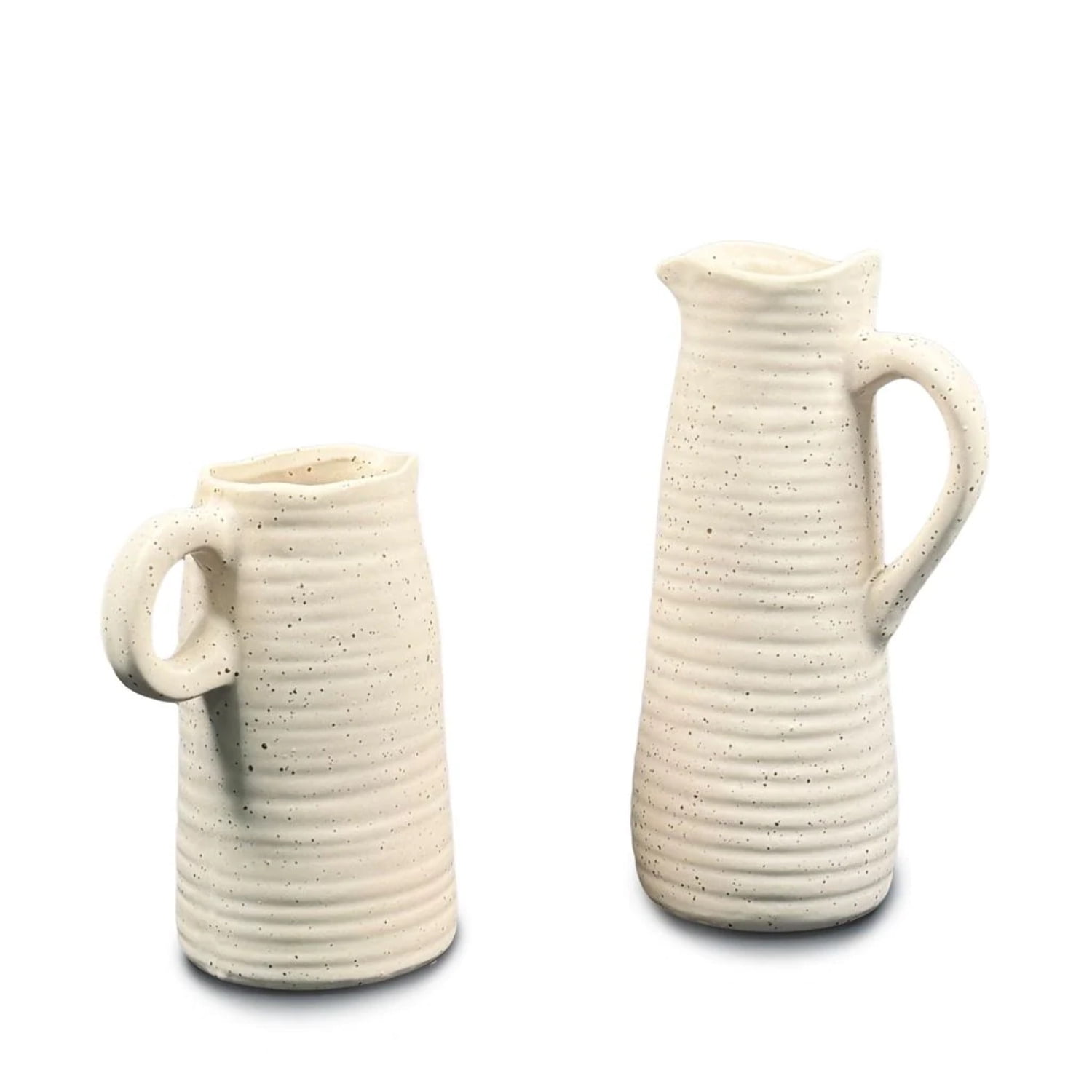Ceramic Water Jug Set of 2 Vintage White Ceramic Jug Rustic Flower