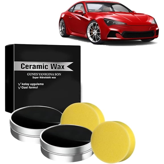 Ceramic Wax Cream, 2026 Upgrade Car Scratch Remover Repair Paste Polish, Auto Car Coating Polishing Waxes with Sponge, Portable, Easy Application(2Pcs)