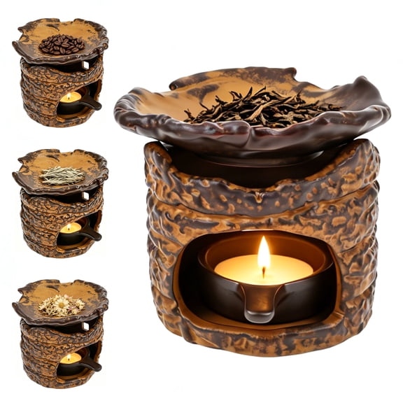 Ceramic Wax Melt Warmer Tea Light Burner Aromatherapy Essential Oil Diffuser Ceramic Wax Warmer,TeaLight Candle Holder Vintage Forest Style Candle Holder for Scented Wax Palo Santo Tea Warming