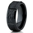 thumbnail image 1 of Ceramic Wedding Band Black Ceramic Ring Hammered Ceramic Band 8mm Ceramic Ring, 1 of 3