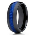 thumbnail image 1 of Ceramic Wedding Band Blue Carbon Fiber Ceramic Wedding Ring 8mm Ring Men Women Dome Comfort Fit, 1 of 3