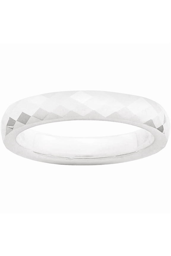 Ceramic White 4mm Faceted Polished Band
