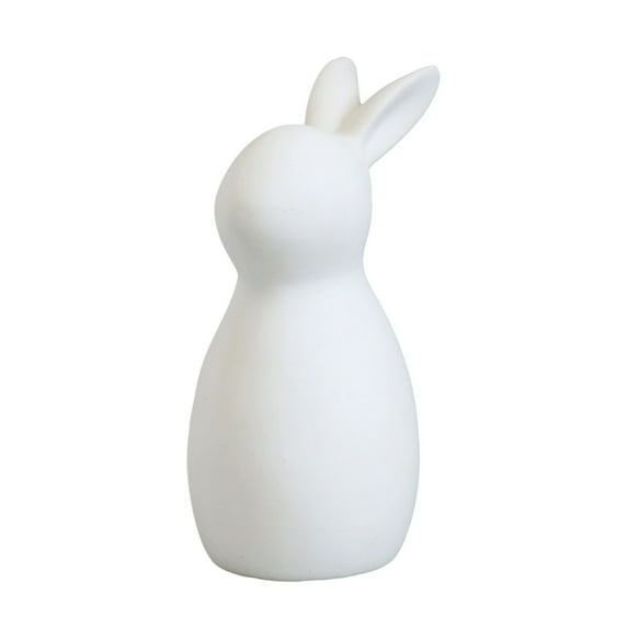 Ceramic White Bunny Figurine, Easter Rabbits Decoration Cute Ceramic Bunny Egg Ornaments, Porcelain Modern Art Home Decor, Collectible Sculpture Craft for Home Office Easter Day Decor (D)