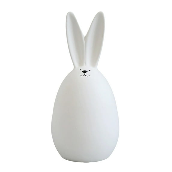 Ceramic White Bunny Figurine, Easter Rabbits Decoration Cute Ceramic Bunny Egg Ornaments, Porcelain Modern Art Home Decor, Collectible Sculpture Craft for Home Office Easter Day Decor (B)