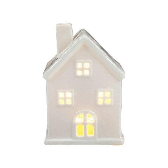 Ceramic White Christmas Village Houses Light Up LED Lighted House Holiday For Winter Figurines Decor