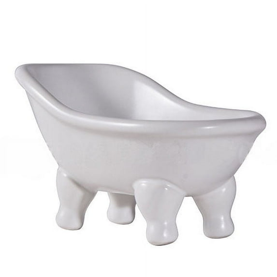 Ceramic White Clawfoot Bathtub Bar Soap Dish for Bathroom Shower Decorative Soap Dish Sponge Holder Shower Bar Soap Tray Container for Bathroom, Kitchen Sink