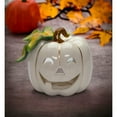 thumbnail image 1 of Ceramic White Pumpkin Tealight Candle Holder 5x4 Fall Halloween, 1 of 5