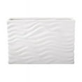 thumbnail image 1 of Ceramic Wide Rectangle Vase with Embossed Wavy Pattern Body, Matte White - Large, 1 of 1