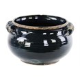 thumbnail image 1 of Ceramic Wide Round Bellied Tuscan Pot with Handles - Distressed Gloss Midnight Blue, Large, 1 of 1