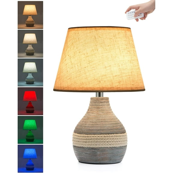 Ceramic Wireless Table Lamp, Small Rechargeable Table Lamp with Timing Function, Dimmable Table Light with Remote Control, Nightstand Light Lamp for Home Office Bedroom Dorm Side Table