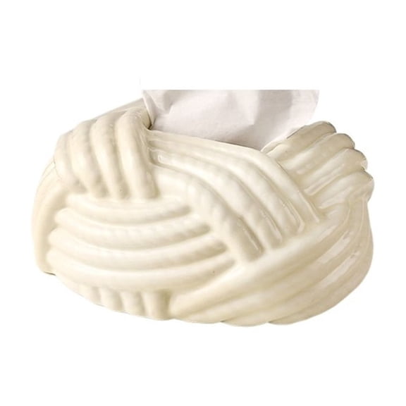 Ceramic Woven Tissue Box Cover for Countertop Decor Square Holder