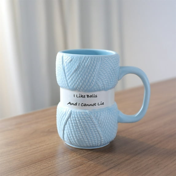 Ceramic Yarn Ball Coffee Mug - Funny Novelty Knitting Cup for Crocheters and Knitters, Gift for Craft Lovers and Hot Beverage Fans