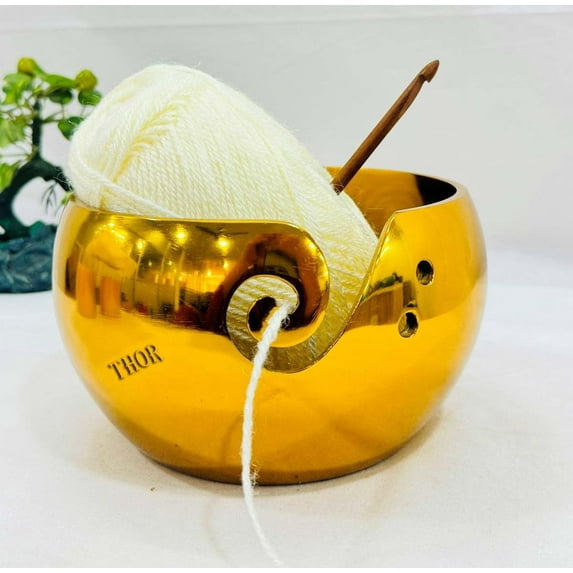 Ceramic Yarn Bowl for Crochet and Knitting Accessories - Best Yarn Holder - Fits Extra Large Yarn Ball or 4 to 5 Small Balls - Knitters and Crocheters 6.5’’ x 4"