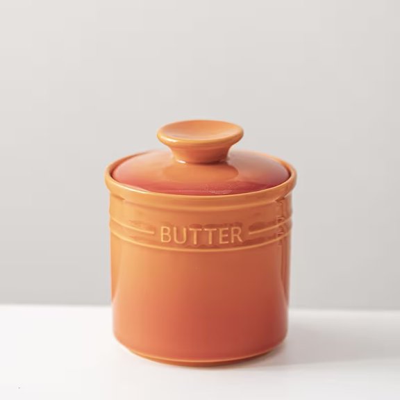 Ceramic Yellow Oil Tank with Lid Butter & Oil Storage Container for Kitchen Counter, Fridge, Microwave, Dishwasher Safe