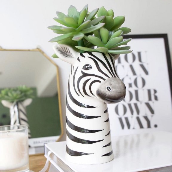 Ceramic Zebra Head Vase | Zebra Vase | Flower Vase | Home Decor Zebra Print | Zebra Home Decoration | Zebra Lover Gift