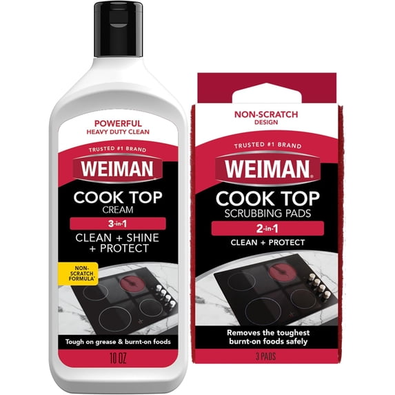 Ceramic and Glass Stove Cleaner - Heavy Duty Cleaner and Polish (10 oz bottle and 3 wipes)