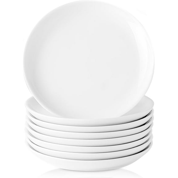 Ceramic appetizer plate, small dessert plate set, round white plate, used for bread, butter, snacks, tableware plate set - ivory color, can be placed in microwave and dishwasher
