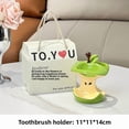 thumbnail image 1 of Ceramic apple core toothbrush holder, drain base, vanity storage rack, can hold toothpaste., 1 of 6