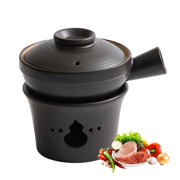 Ceramic casserole pot 370 ml with lid, traditional clay pot, heat-resistant casserole, soup pot for home cooking, slow stew for party