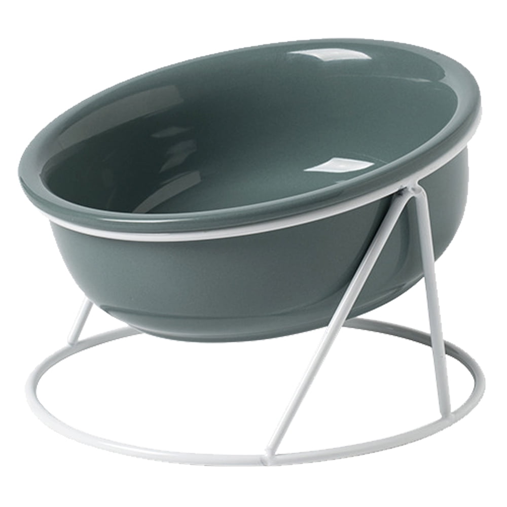 Cat & Dog Feeder with Cervical Spine Protection, Iron Frame Stand Included Ceramic Pet Bowl Set