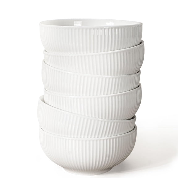 Ceramic cereal bowl, embossed soup bowl set, white salad bowl – suitable for use in the kitchen, for dinners, breakfasts, oatmeal, rice, pasta. Dishwasher-safe, microwave-safe.