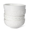 thumbnail image 1 of Ceramic cereal bowl, embossed soup bowl set, white salad bowl – suitable for use in the kitchen, for dinners, breakfasts, oatmeal, rice, pasta. Dishwasher-safe, microwave-safe., 1 of 8