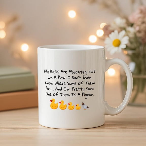 Ceramic coffee mug with duck pun quote pigeon graphic, funny office cup, chaoS1 Humor gift for duck lovers