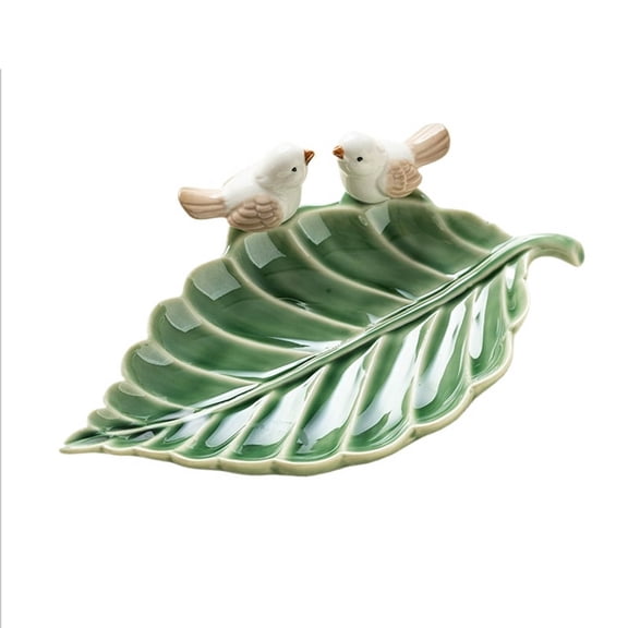 Ceramic dessert plate, snack plate, ceramic jewelry storage tray, soap dish, leaf-shaped jewelry tray, for storing jewelry, snacks and desserts