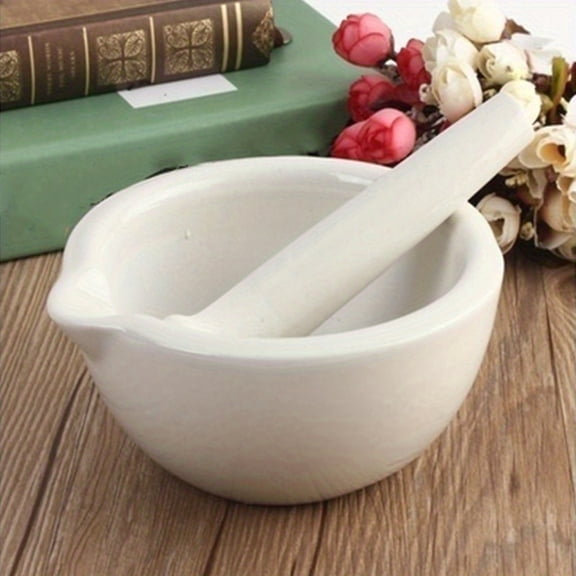 Ceramic grinding bowl set for crushing garlic and grinding spices, grinding pills and herbs, kitchen utensils