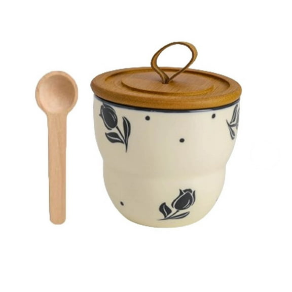 Ceramic jar, ceramic spice jar, storage jar with airtight lid, 300ml coffee jar, ceramic sugar bowl, salt container, for storing coffee beans, tea, sugar, spices