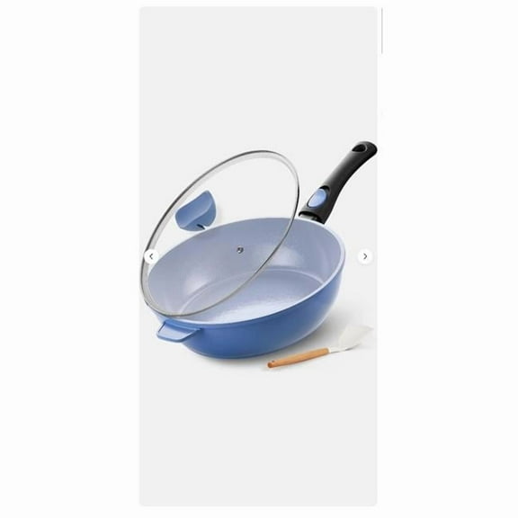 Ceramic nonstick frying pan  5874 Ceramic Nonstick Deep Frying Pan, 11Inch Nonstick 4Qt Saute Pan with Helper Hand