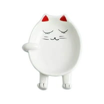 Ceramic pot lid rack spatula rack red ear white catCat Spoon Rest Ceramic Cute Spoon Holder Rest For Stove Top Cat Kitchen Accessories Stove Holder Utensil Spoon Rest For Kitchen CounterWhite
