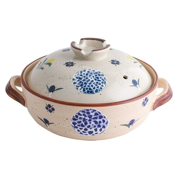 Ceramic pot with lid, cooking pot, casserole, clay pot, soup pot and stew pot, cookware Japanese hot pot, heat-resistant for stew, soup, earthenware