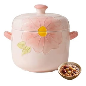 Ceramic soup pot with lid, water bath steam pot