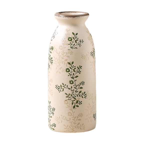 Ceramic vase flower bottle with floral, matte ceramic vintage vases, aesthetic vases, for home decor, living room, office, chinoiserie decor