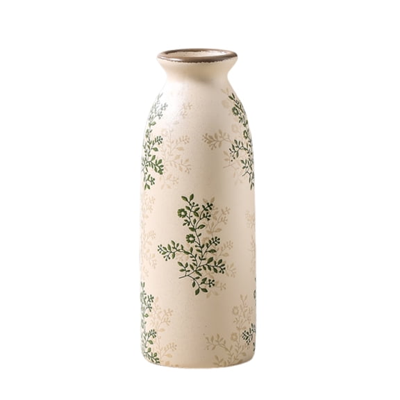 Ceramic vase flower bottle with floral, matte ceramic vintage vases, aesthetic vases, for home decor, living room, office, chinoiserie decor