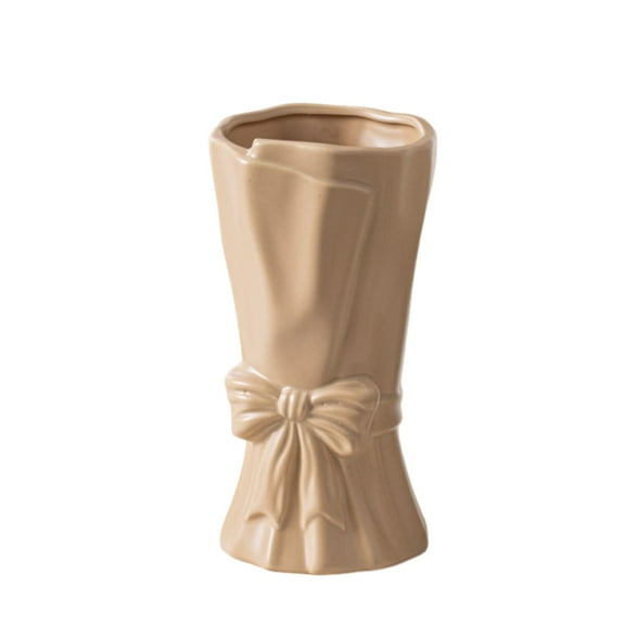 Ceramic vase with bow, home decor aesthetic, creative flower, for living room bedroom wedding table decoration