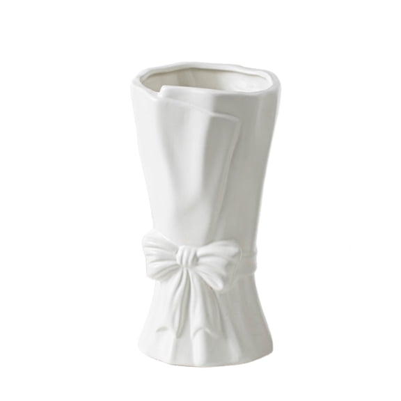 Ceramic vase with bow, home decor aesthetic, creative flower, for living room bedroom wedding table decoration