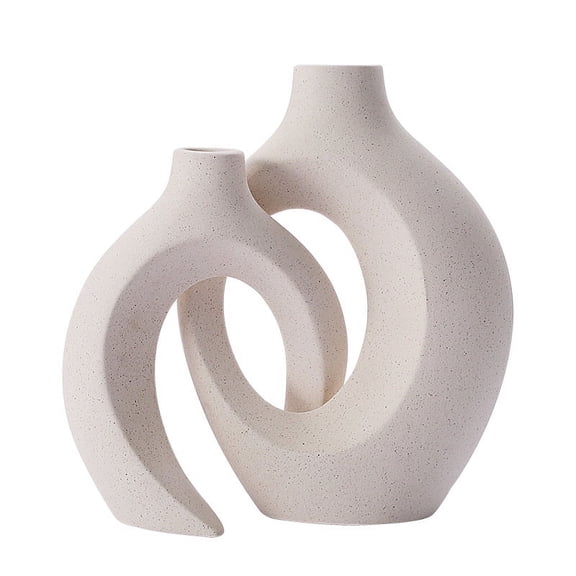 Ceramic white vase, one large and one small, can be combined and split
