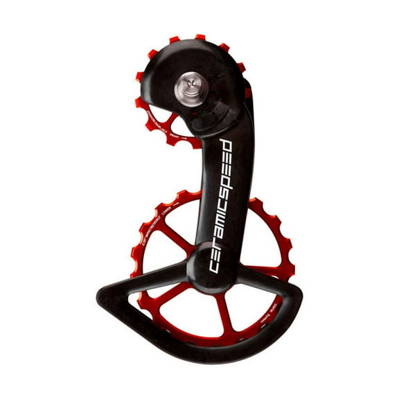 CeramicSpeed OSPW Pulley Wheel System for Shimano 9100/9150 and 8000 SS/8050 SS - Alloy Pulley, Carbon Cage, Red
