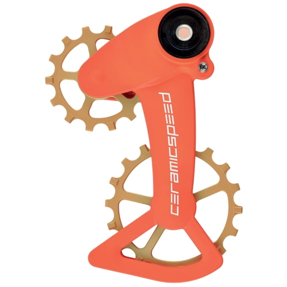 CeramicSpeed OSPW X Pulley Wheel System for SRAM Eagle AXS - Coated Races, Alloy Pulley, Carbon Cage, Orange/Bronze