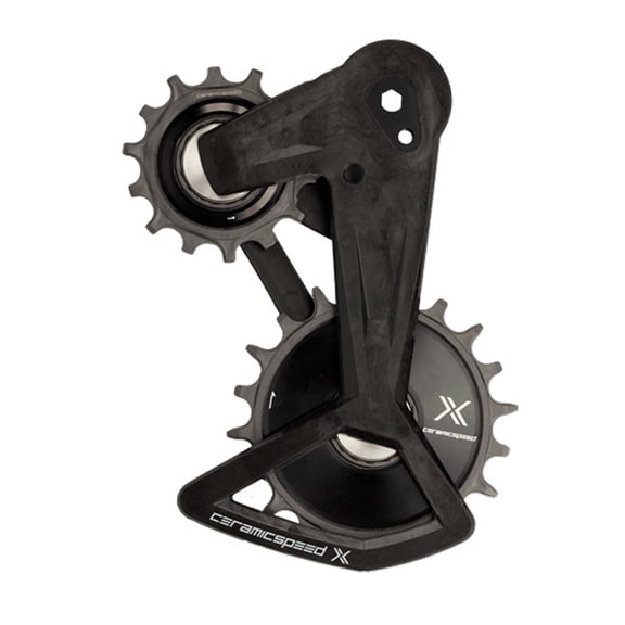 Ceramic Speed OSPW X Pulley Wheel System - For SRAM Eagle T-Type AXS Rear Derailleur, Black Cage with Black Pulley