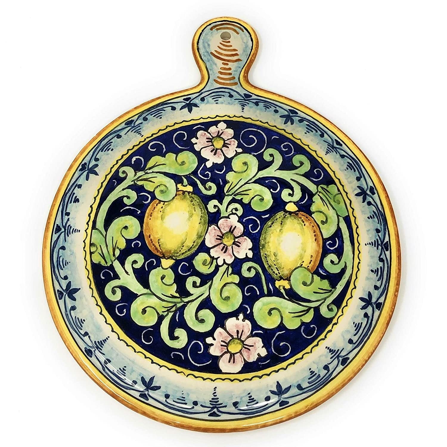 CERAMICHE PARRINI Italian Ceramic Trivet | Hand-Painted Olives Design, Dishwasher Safe, Made In Italy Tuscan Decor