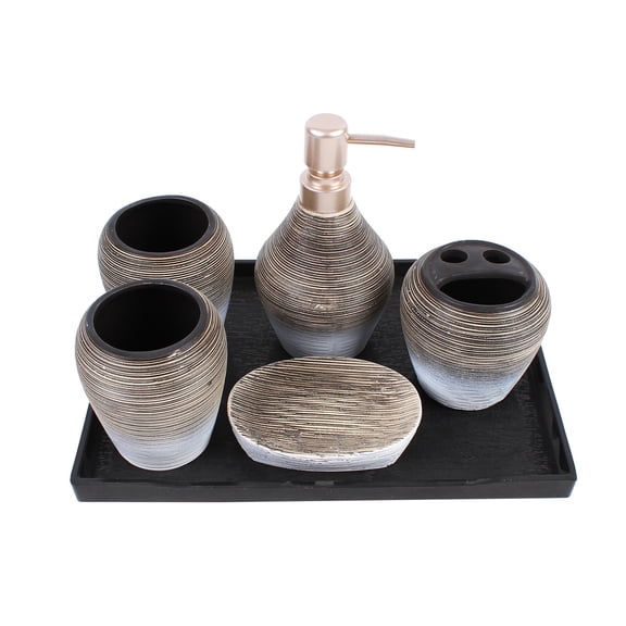 Ceramics Bathroom Accessories,Vanity Accessories, Soap Lotion Dispenser, Soap Dish,Toothbrush Toothpaste Holder,2 Gargle Cups,Vanity Tray for Home Hotel Bathroom Restaurant Toilet