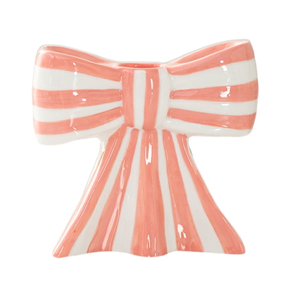 Ceramics Bow Decorative Candle Base, Sturdy Holder for Pillar Candles, Festive Table Centerpiece & Holiday Display