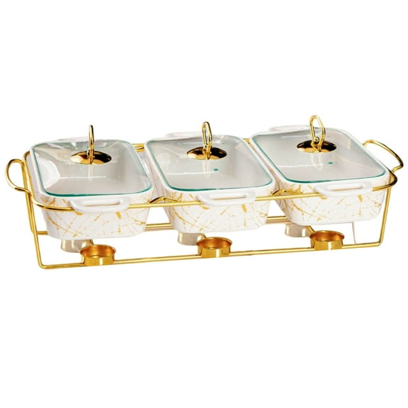 Ceramics Chafing Dish Buffet Set, Marble Finish Chafing Dish, Warming Trays for Food Chafers and Buffet Warmers for Buffet/Weddings/Parties/Banquets