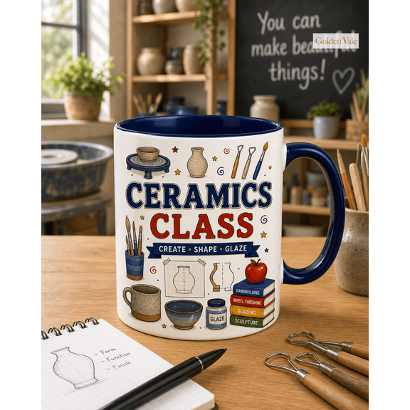 Ceramics Class Mug for Pottery Students, Create Shape Glaze Art Teacher Gift