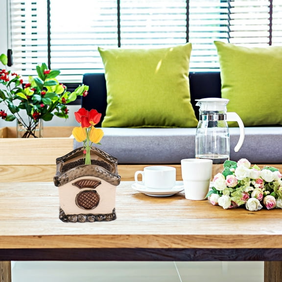 Ceramics Flowerpot Creative House Shape Flower Pot Chinese Style Zen Adornment